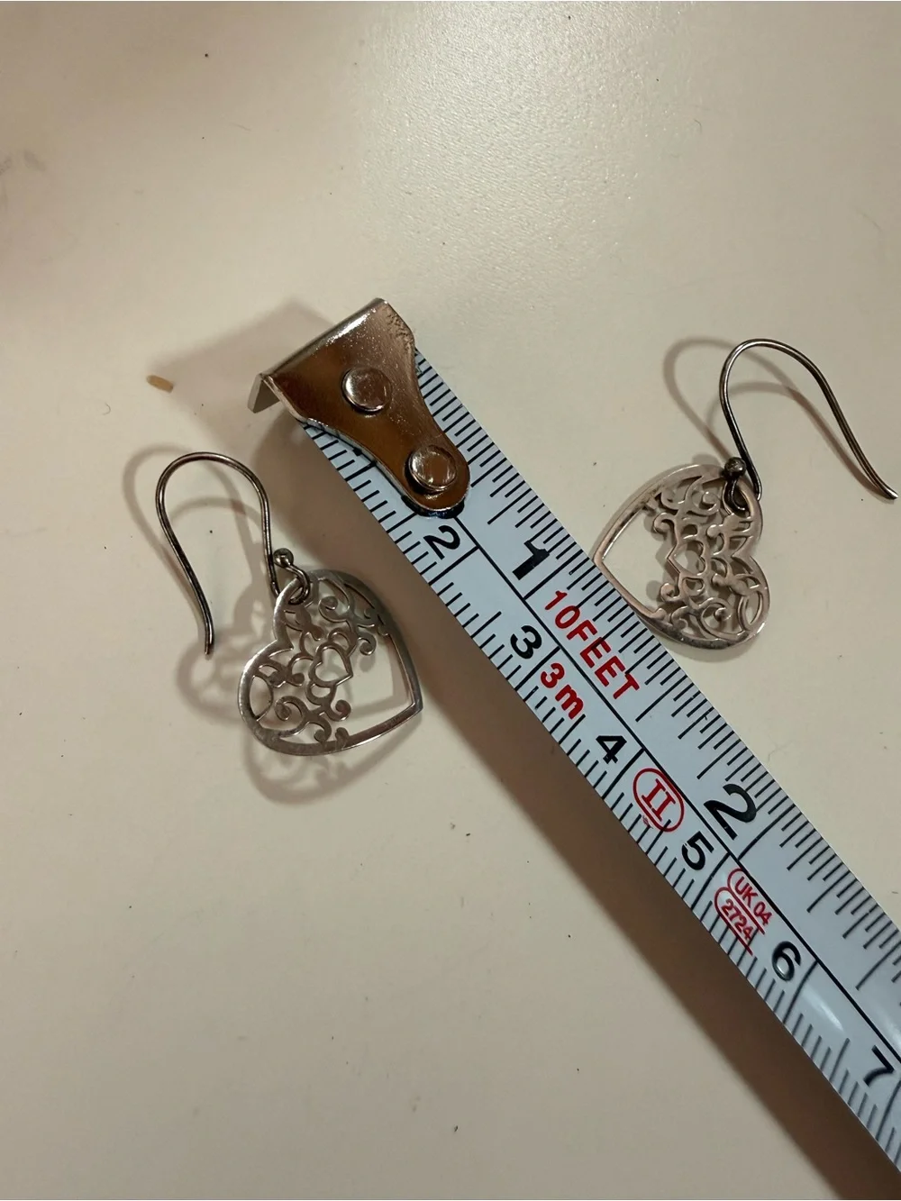 Vintage sterling silver Mexico ATI Filagree southwestern heart Dangle earrings